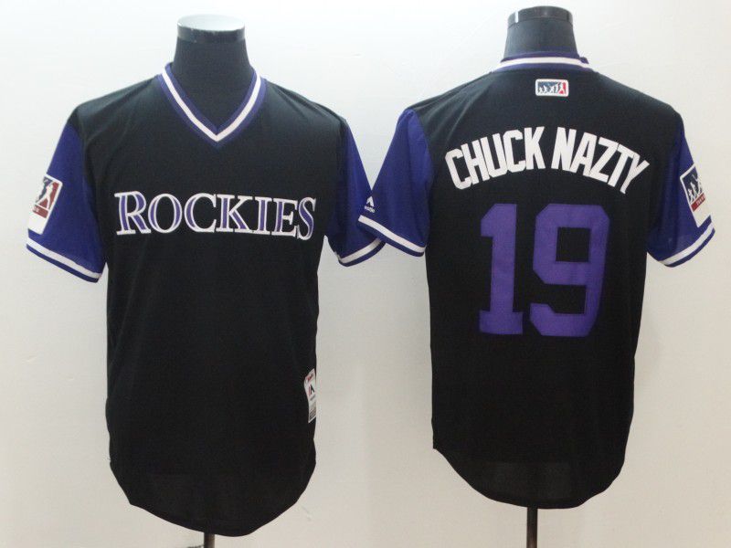 Men Colorado Rockies #19 Chuck Nazt Black New Rush Limited MLB Jerseys